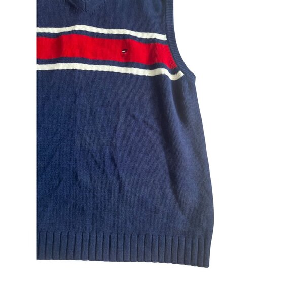TOMMY HILFIGER Vintage Men's Navy Striped V Neck Vest Size XL - Picture 4 of 6